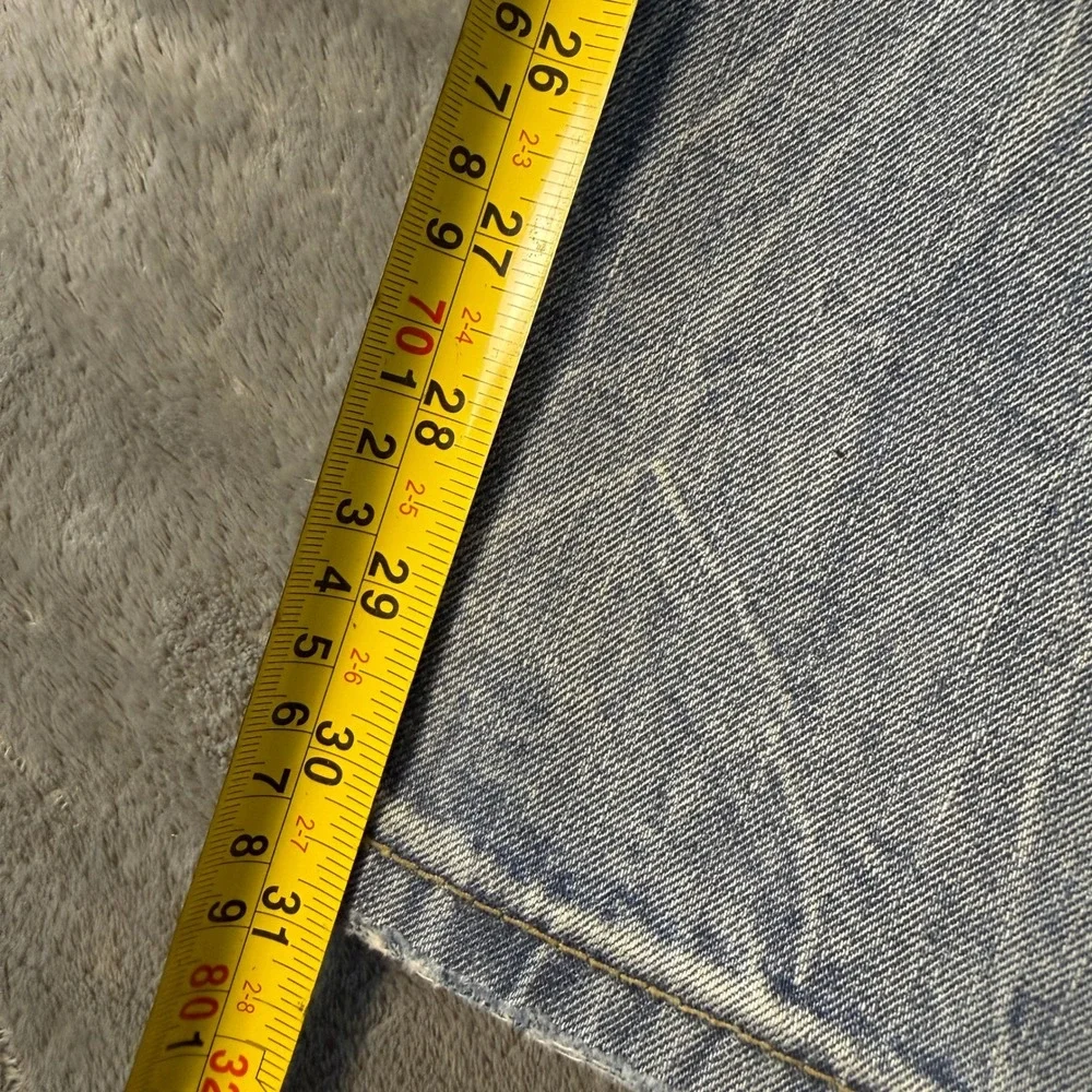 Levis 514 Straight Fit Mens 38x30 Distressed Light Wash Acid Denim Jeans